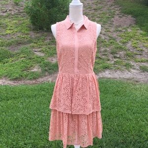 NWT Anthropologie Pink Lace Dress